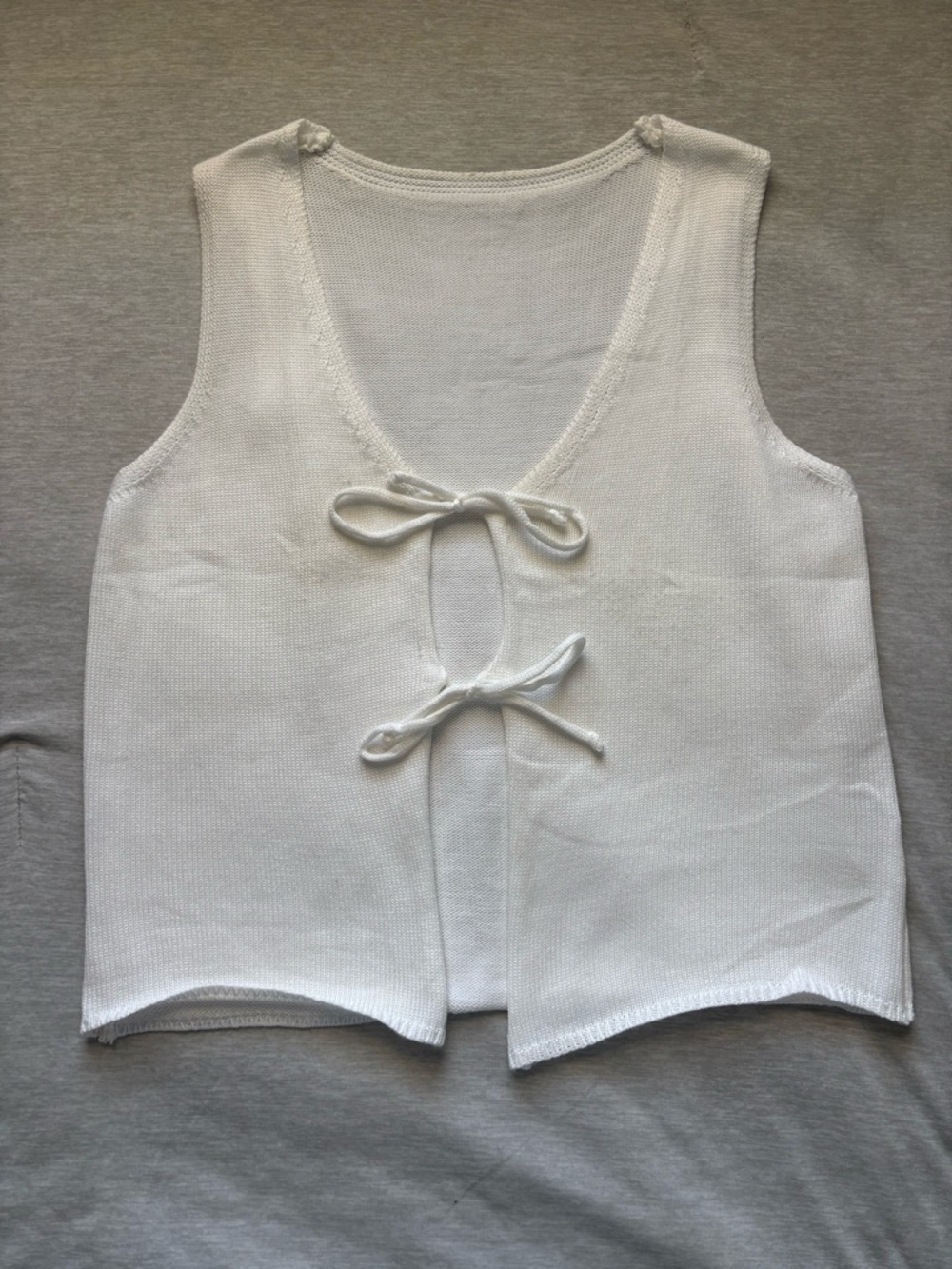 White Tie-Front Knit Vest